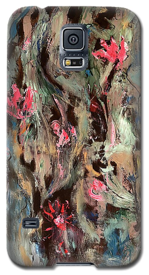 Katt Yanda Galaxy S5 Case featuring the painting Blue Bird in Flower Garden by Katt Yanda