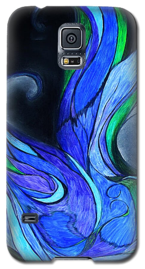 Blue Galaxy S5 Case featuring the mixed media Blue Flower by Melinda Firestone-White