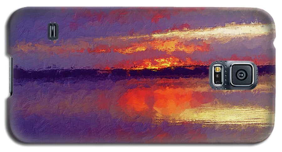Blue Hour Galaxy S5 Case featuring the painting Blue Hour at the Lake by Alex Mir