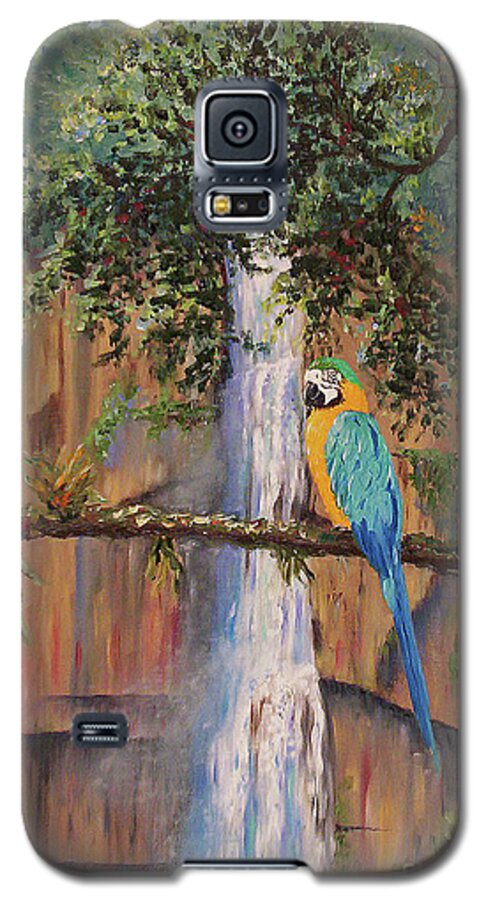 Wildlife Galaxy S5 Case featuring the painting Blue Macaw by Stanton Allaben