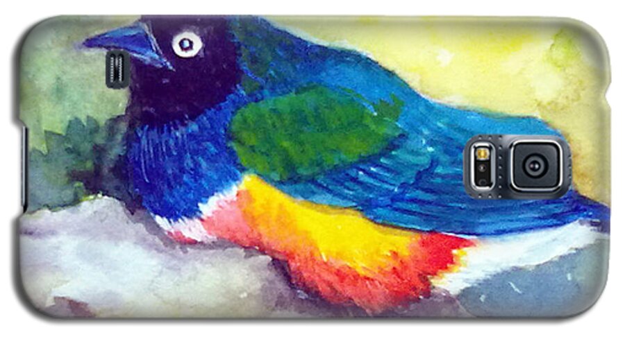 Brilliant Starling Galaxy S5 Case featuring the painting Brilliant Starling by Asha Sudhaker Shenoy
