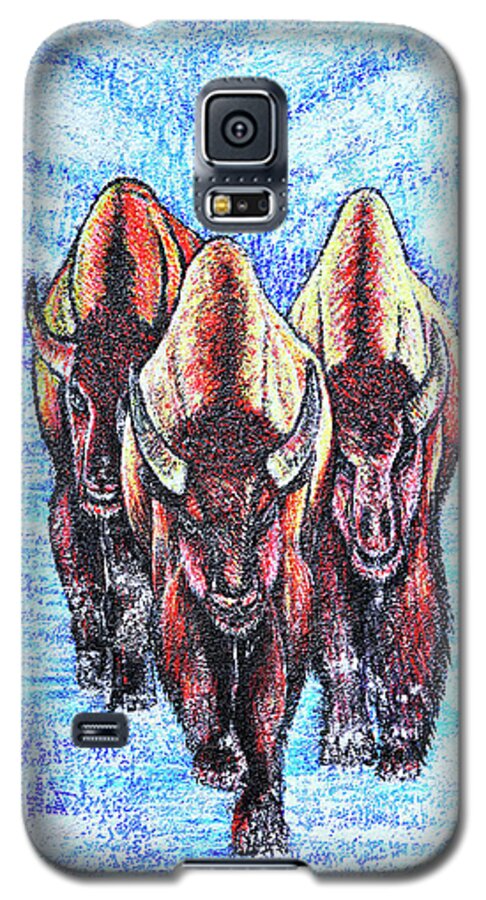 Lanscape Galaxy S5 Case featuring the painting Buffalos by Viktor Lazarev