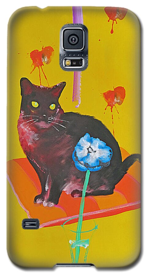 Burmese Cat Galaxy S5 Case featuring the painting Burmese Cat on a Cushion by Charles Stuart