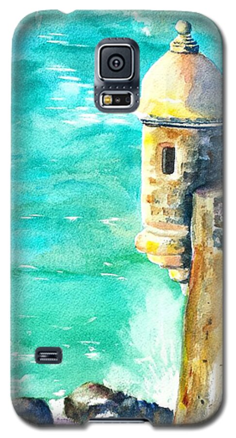 Castillo De San Cristobal Galaxy S5 Case featuring the painting Castillo de San Cristobal Ocean Sentry by Carlin Blahnik CarlinArtWatercolor
