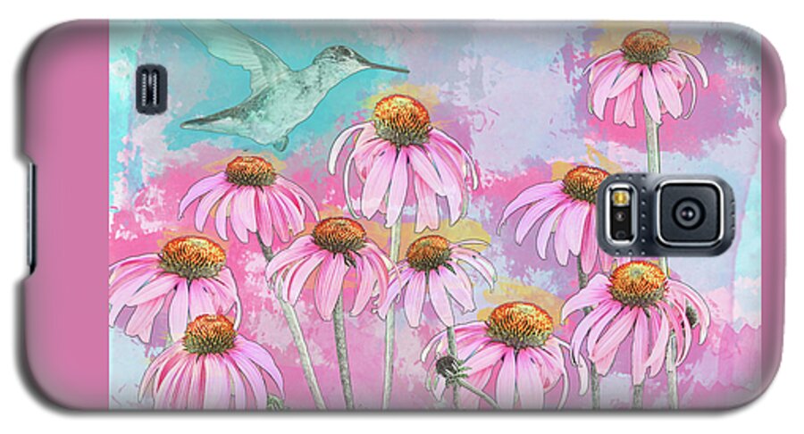 Hummingbird Galaxy S5 Case featuring the photograph Coneflower Hummingbird Watercolor by Patti Deters