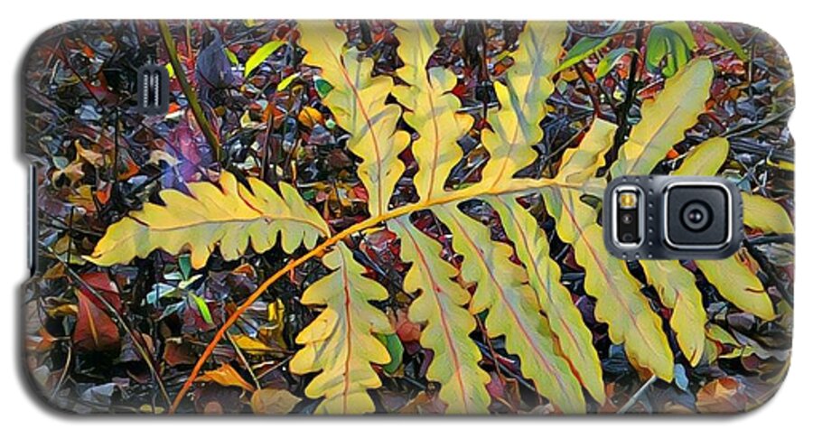 Fern Galaxy S5 Case featuring the painting Fallen Fern in Fall by Marilyn Smith