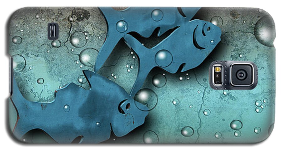 Fish Galaxy S5 Case featuring the digital art Fish Wall by Terry Cork