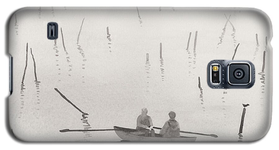 Nikita Coulombe Galaxy S5 Case featuring the painting Fisherman in the Mist II by Nikita Coulombe