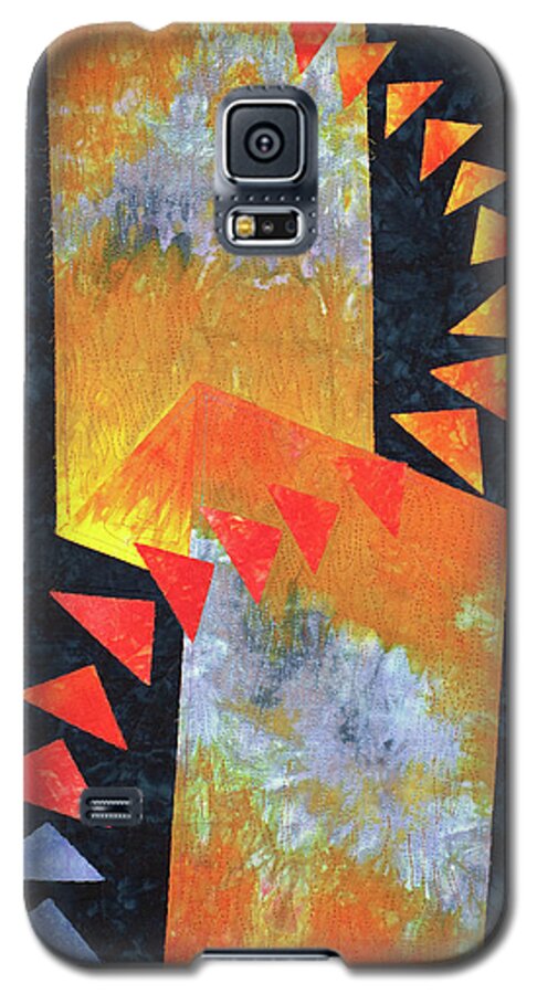 Fiber Art Galaxy S5 Case featuring the mixed media Flight at Sunset Detail by Vivian Aumond