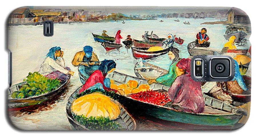 River Galaxy S5 Case featuring the painting Floating Market by Jason Sentuf