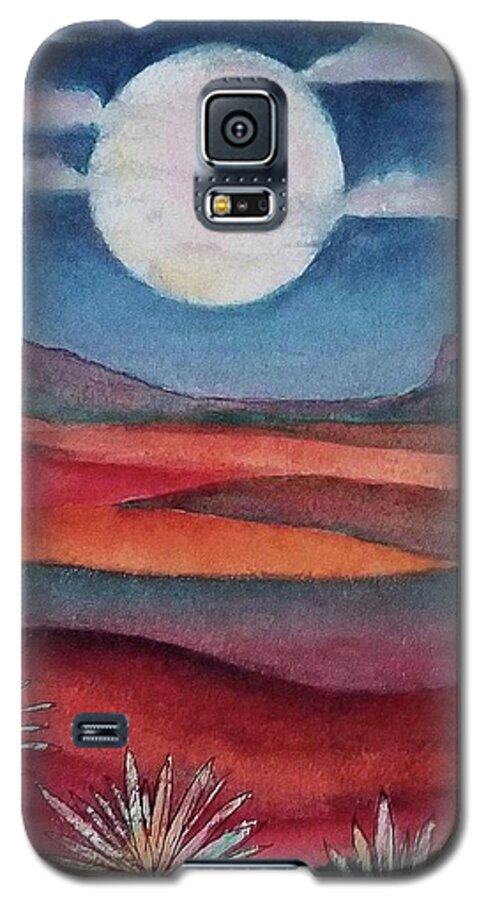 Landscape Galaxy S5 Case featuring the mixed media Full Desert Moon by Terry Ann Morris
