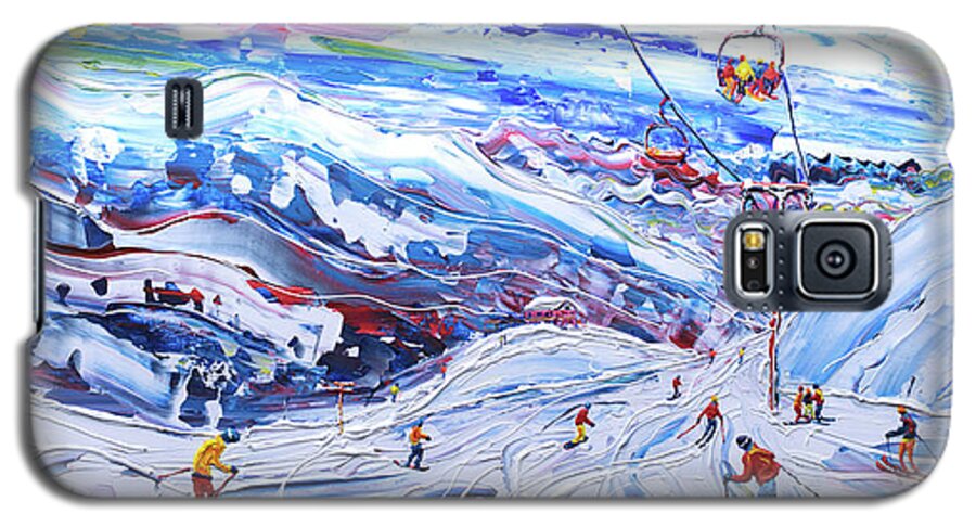 Meribel Galaxy S5 Case featuring the painting Funitel Peclet and Stades Chair by Pete Caswell