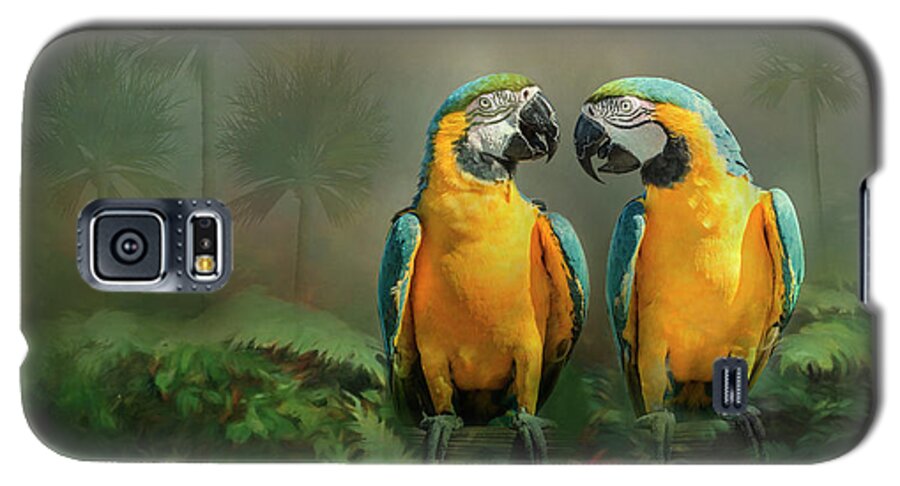 Pair Galaxy S5 Case featuring the photograph Gold and Blue Macaw Pair by Patti Deters