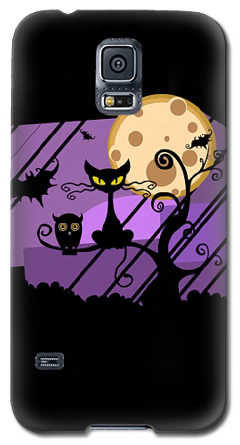 Funny Galaxy S5 Case featuring the digital art Happy Halloween Cat by Flippin Sweet Gear