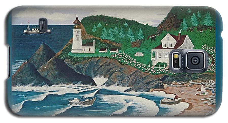 Lighthouse Galaxy S5 Case featuring the painting Heceta Lighthouse by Jennifer Lake