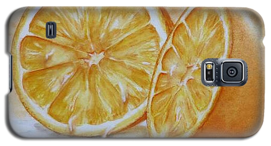 Orange Galaxy S5 Case featuring the painting Juicy Orange by Kelly Mills