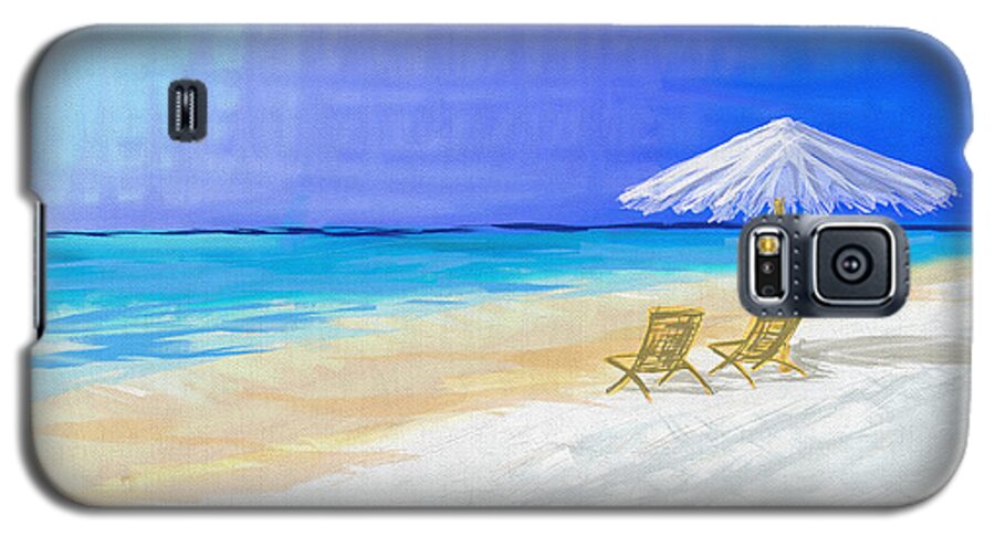 Ocean Galaxy S5 Case featuring the digital art Lawn Chairs In Paradise by Jeremy Aiyadurai
