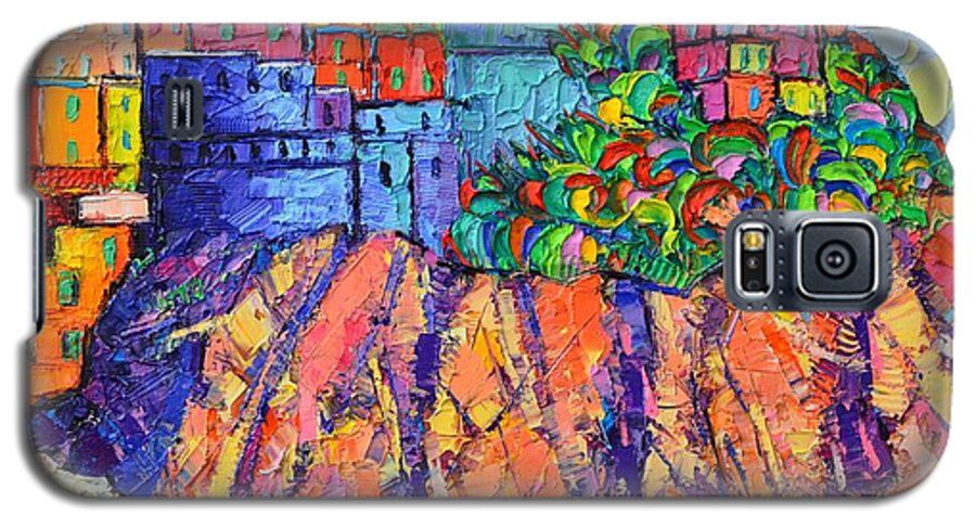 Manarola Galaxy S5 Case featuring the painting Manarola Cinque Terre Italy Detail by Ana Maria Edulescu