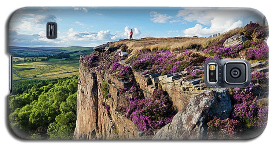 Hathersage Galaxy S5 Case featuring the photograph Millstone edge and Hathersage Moor with Purple Heather, Peak District, England by Neale And Judith Clark