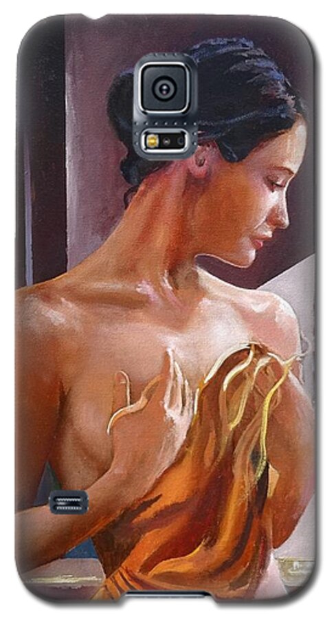 Female Figure Galaxy S5 Case featuring the painting Morning Beauty by Sinisa Saratlic
