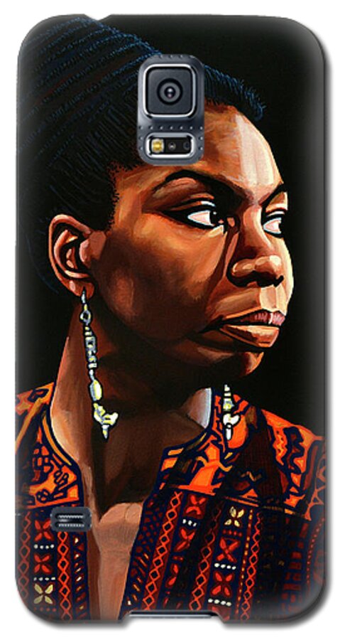 Nina Simone Galaxy S5 Case featuring the painting Nina Simone Painting by Paul Meijering