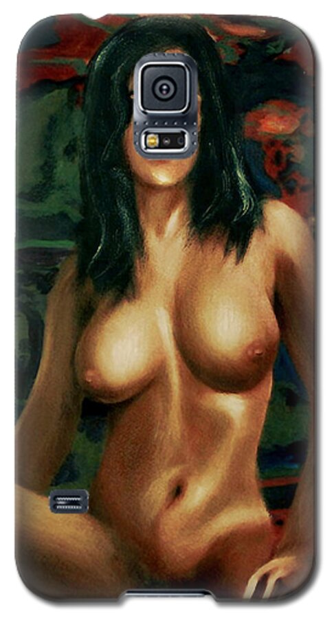 Original Digital Print Female Nudes Standing Torso Paintings; Fine Art Galaxy S5 Case featuring the painting NUDE FEMALE PORTRAIT SARA SEATED female nude torso by G Linsenmayer