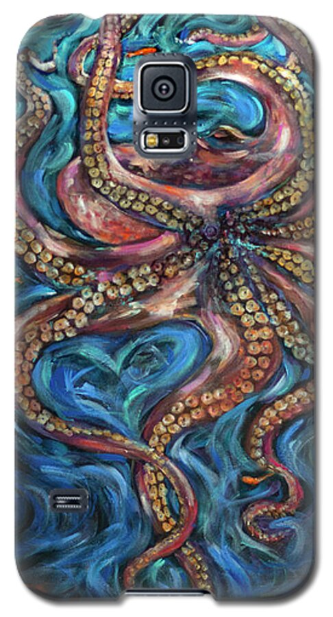 Beach Galaxy S5 Case featuring the painting Octopus Salsa by Linda Olsen