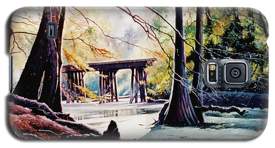 Bridge Galaxy S5 Case featuring the painting Old Railroad Bridge by Randy Welborn