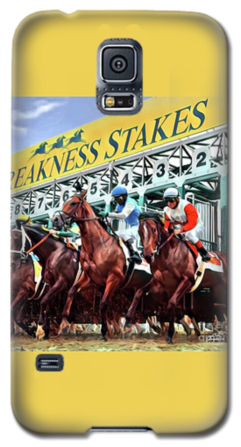 Preakness Stakes Galaxy S5 Case featuring the digital art Out Of The Gate by CAC Graphics