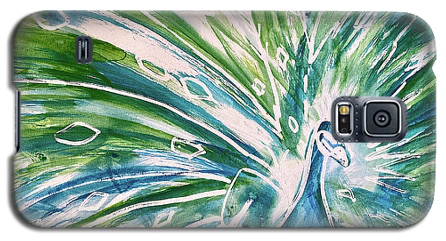 Louisiana Art Galaxy S5 Case featuring the painting Peacock for Mom by Francelle Theriot
