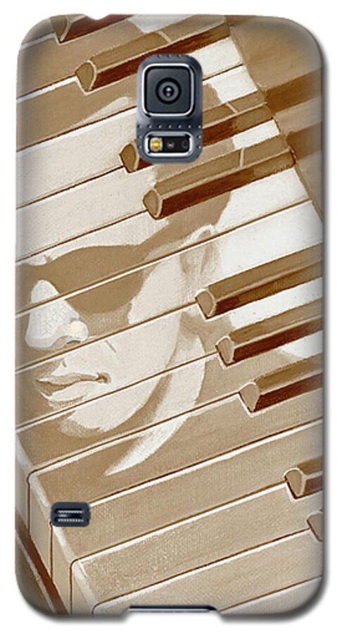 Piano Galaxy S5 Case featuring the painting Piano Man in Sepia by J L Meadows