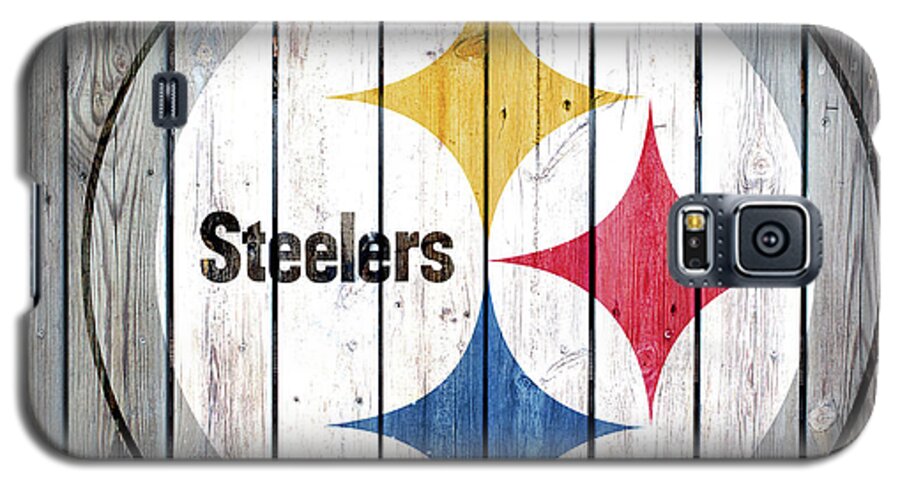 Pittsburgh Steelers Galaxy S5 Case featuring the digital art Pittsburgh Steelers Wood Art by CAC Graphics