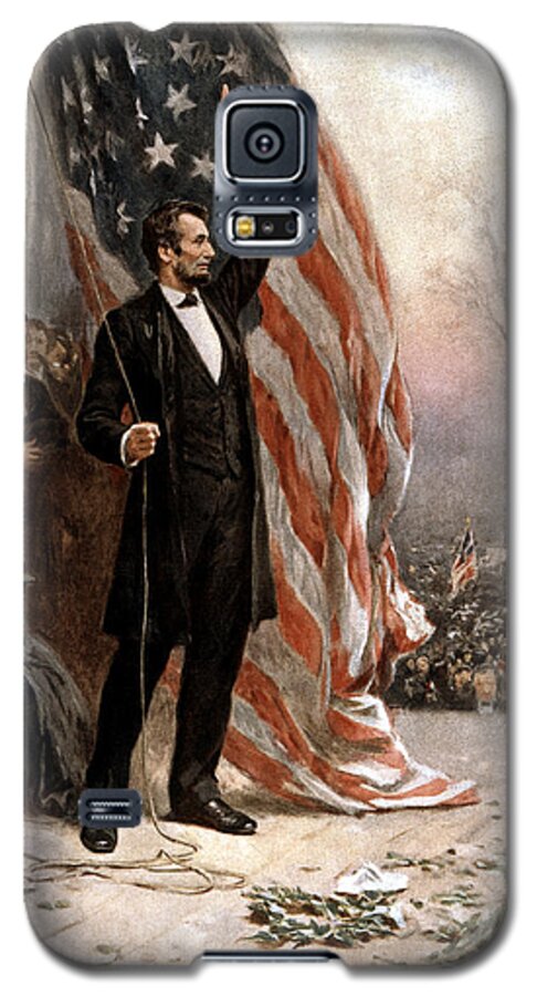 Abraham Lincoln Galaxy S5 Case featuring the painting President Abraham Lincoln Giving A Speech by War Is Hell Store