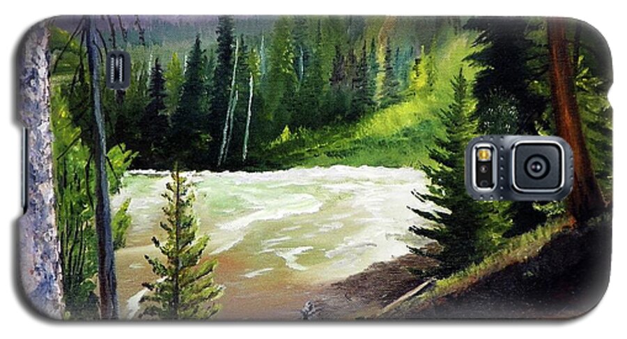 Colorful Galaxy S5 Case featuring the painting Raging River by Sherril Porter