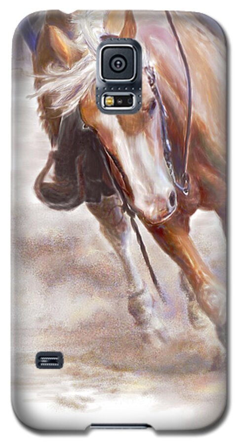 Horse Galaxy S5 Case featuring the painting Reiner's Grace- Western Reining Horse by Connie Moses