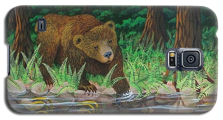 Print Galaxy S5 Case featuring the painting Salmon Fishing by Katherine Young-Beck