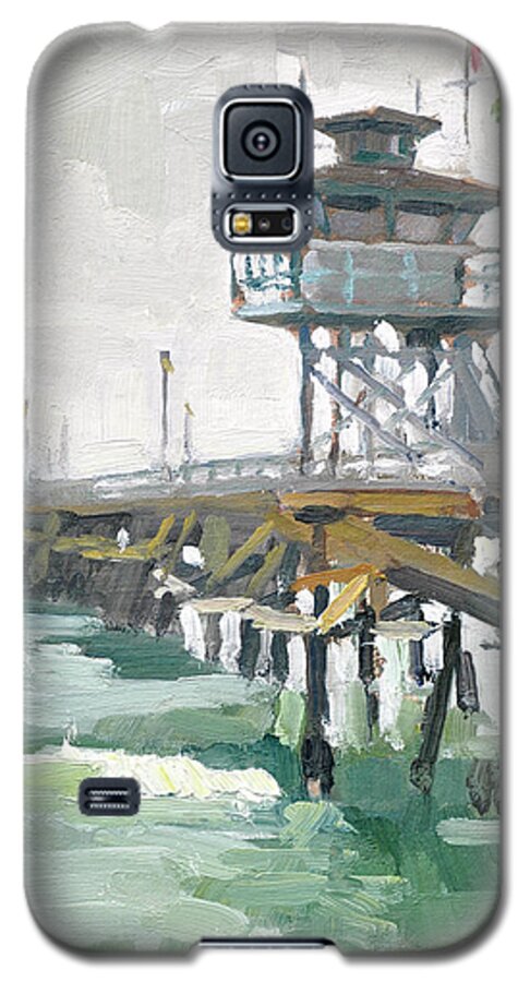 San Clemente Galaxy S5 Case featuring the painting San Clemente Pier - San Clemente, California by Paul Strahm