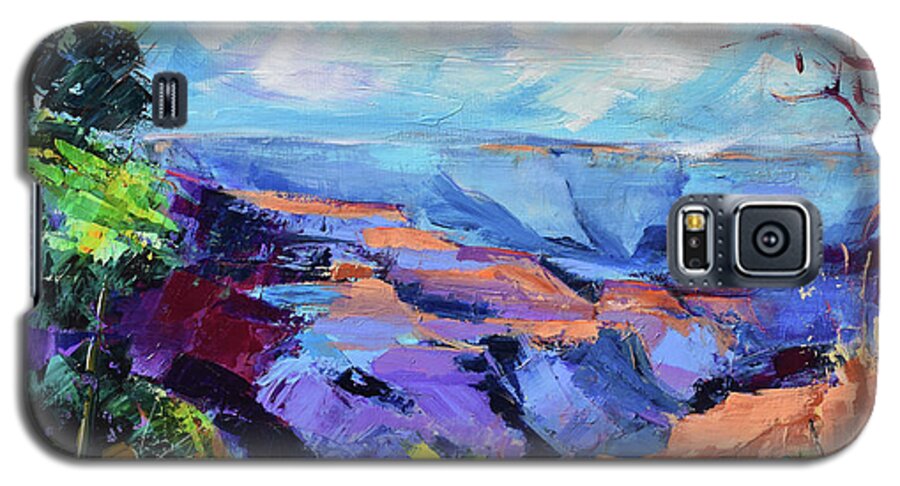 Grand Canyon Galaxy S5 Case featuring the painting Serene Morning by the Canyon - Arizona by Elise Palmigiani