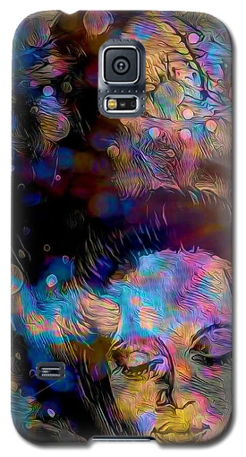 Fantasy Galaxy S5 Case featuring the mixed media Shy Woman Illuminated With Fairy Lights by Joan Stratton
