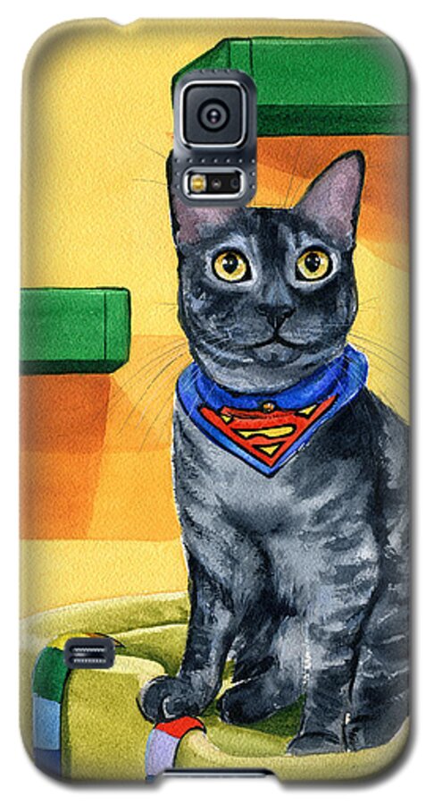 Cat Galaxy S5 Case featuring the painting Smokey by Dora Hathazi Mendes