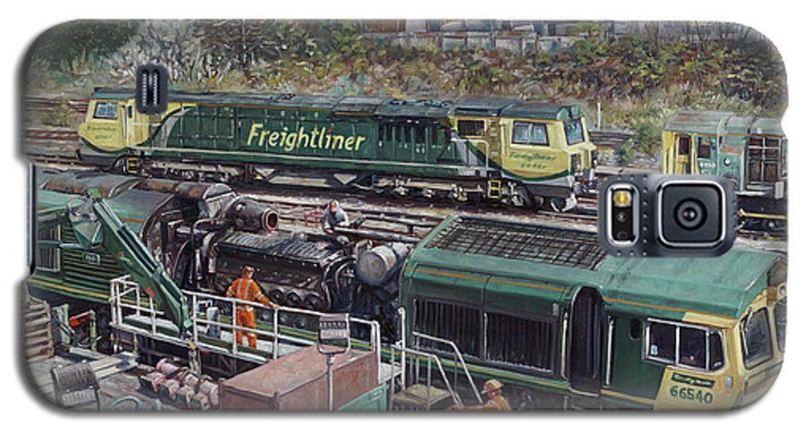 Train Galaxy S5 Case featuring the painting Southampton Freightliner Train Maintenance by Martin Davey