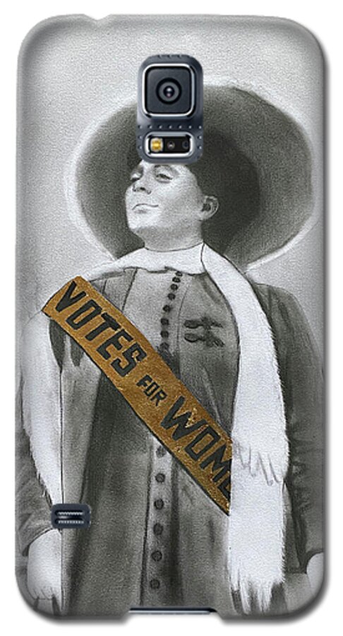 #charcoaldrawing #charcoalpencil #pencildrawing #suffragette #pencilsketch #drawingsketch #votesforwomen #suffrage #votesforwomen #womenart Galaxy S5 Case featuring the drawing Suffragette by Nadija Armusik