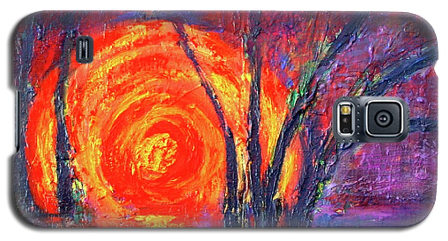 Sun Galaxy S5 Case featuring the painting Sunset by Karin Eisermann