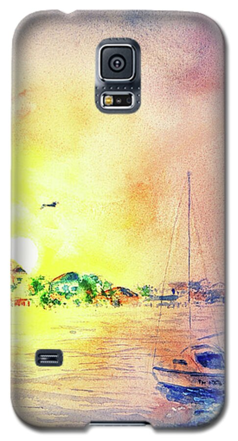 Sunset Galaxy S5 Case featuring the painting Sunset on Ono Island by Jerry Fair