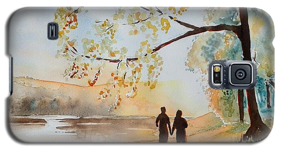Landscape Galaxy S5 Case featuring the painting Sunset Walk by Sandie Croft