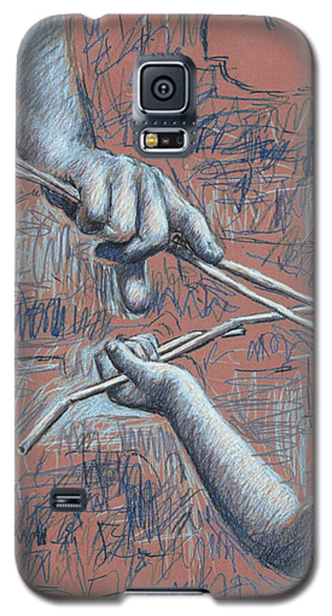 Teaching And Learning Galaxy S5 Case featuring the drawing Teaching and Learning - Pink by Hans Egil Saele