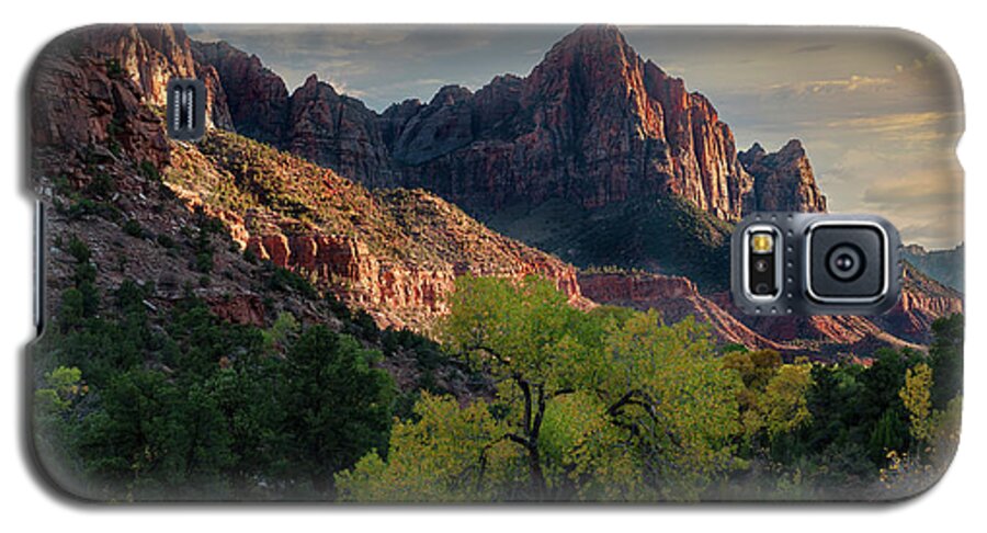 Zion National Park Galaxy S5 Case featuring the photograph The Watchman and Virgin River by Sandra Bronstein