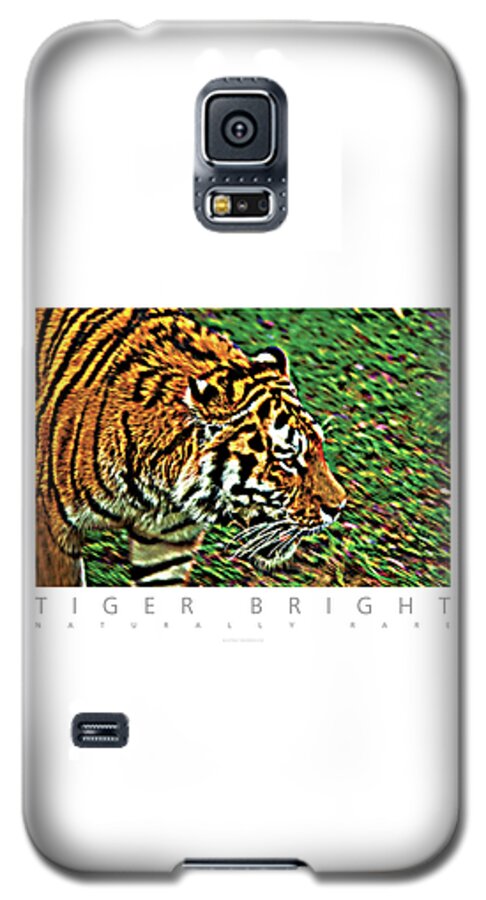 Tiger Galaxy S5 Case featuring the photograph Tiger Bright Naturally Rare Poster by David Davies