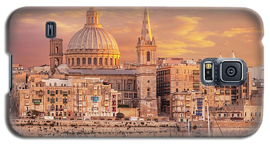 Valletta Skyline Galaxy S5 Case featuring the photograph Valletta Skyline at Sunset, Malta by Neale And Judith Clark