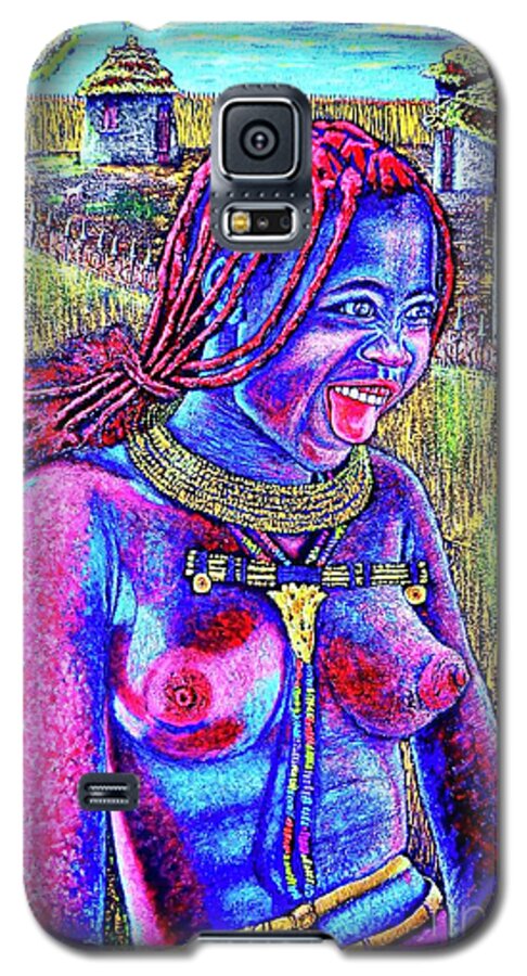 Girl Galaxy S5 Case featuring the painting Village by Viktor Lazarev